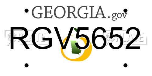 RGV5652 Georgia License Plate