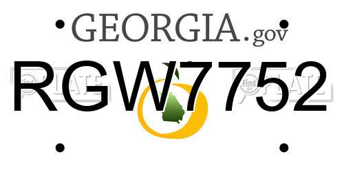 RGW7752 Georgia License Plate