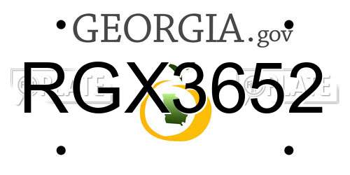 RGX3652 Georgia License Plate
