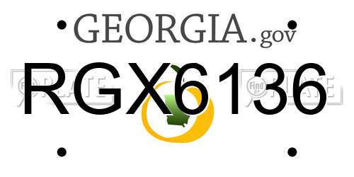 RGX6136 Georgia License Plate
