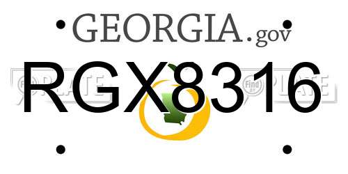 RGX8316 Georgia License Plate