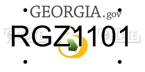 RGZ1101 Georgia License Plate