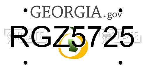RGZ5725 Georgia License Plate