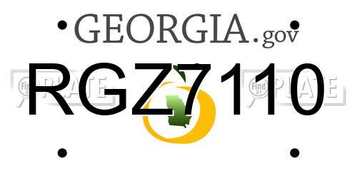 RGZ7110 Georgia License Plate