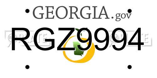 RGZ9994 Georgia License Plate