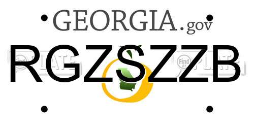RGZSZZB Georgia License Plate