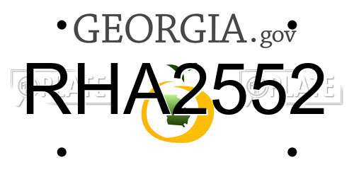 RHA2552 Georgia License Plate