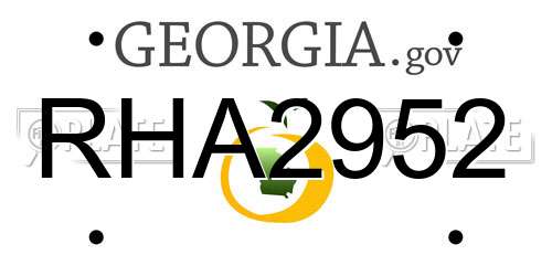 RHA2952 Georgia License Plate