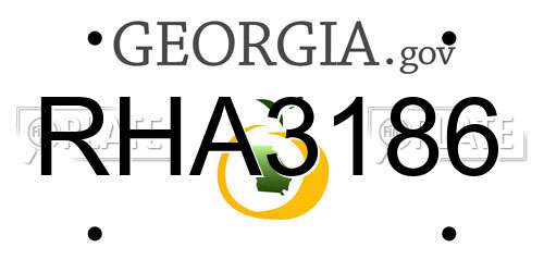 RHA3186 Georgia License Plate