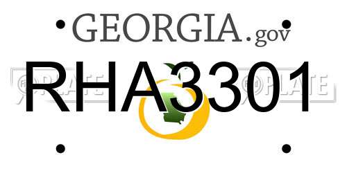 RHA3301 Georgia License Plate
