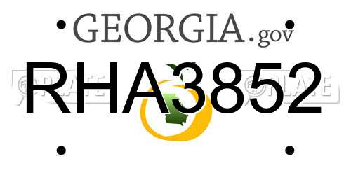 RHA3852 Georgia License Plate