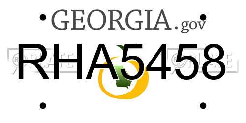 RHA5458 Georgia License Plate