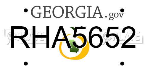 RHA5652 Georgia License Plate