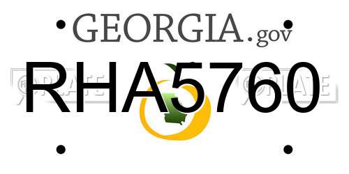 RHA5760 Georgia License Plate