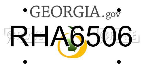RHA6506 Georgia License Plate