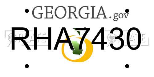 RHA7430 Georgia License Plate