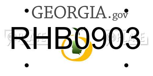 RHB0903 Georgia License Plate