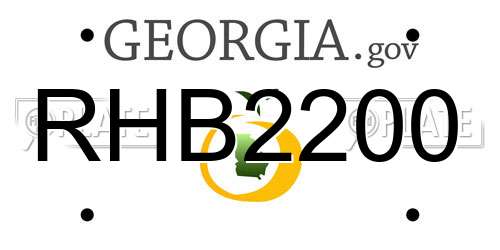 RHB2200 Georgia License Plate