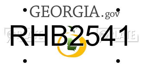 RHB2541 Georgia License Plate