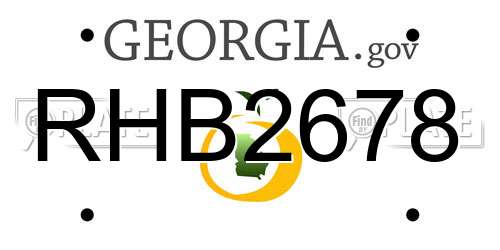 RHB2678 Georgia License Plate