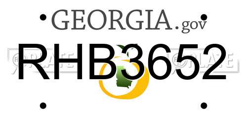RHB3652 Georgia License Plate