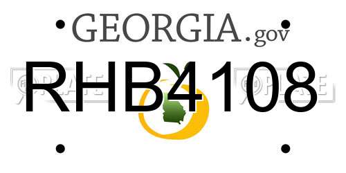 RHB4108 Georgia License Plate