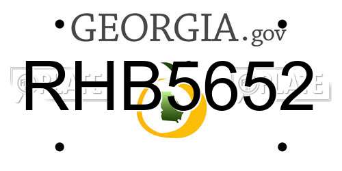 RHB5652 Georgia License Plate