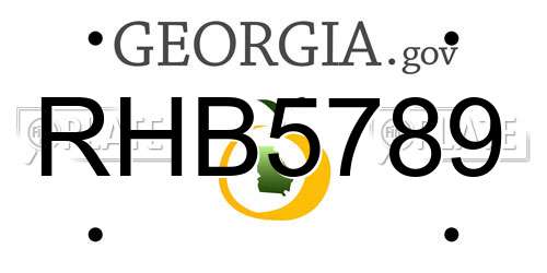 RHB5789 Georgia License Plate