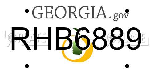 RHB6889 Georgia License Plate