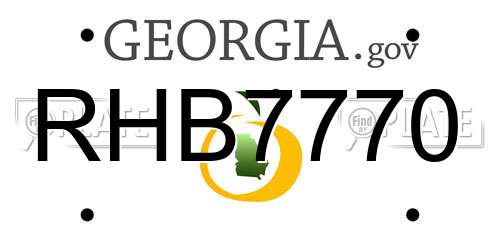 RHB7770 Georgia License Plate