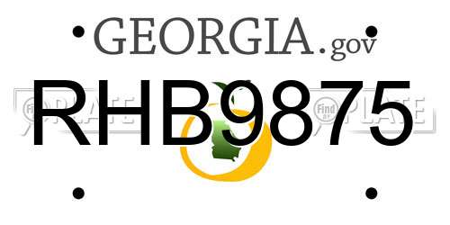 RHB9875 Georgia License Plate