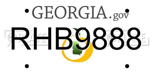 RHB9888 Georgia License Plate