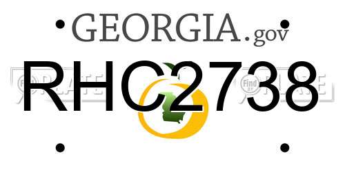 RHC2738 Georgia License Plate