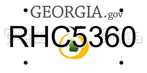 RHC5360 Georgia License Plate