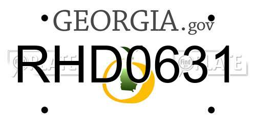 RHD0631 Georgia License Plate