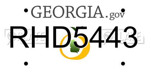 RHD5443 Georgia License Plate