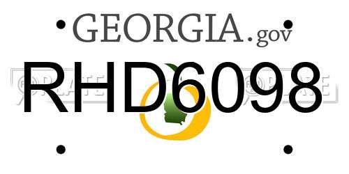 RHD6098 Georgia License Plate