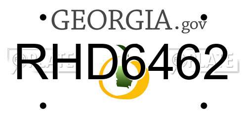 RHD6462 Georgia License Plate