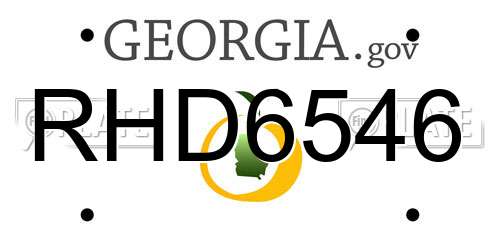 RHD6546 Georgia License Plate
