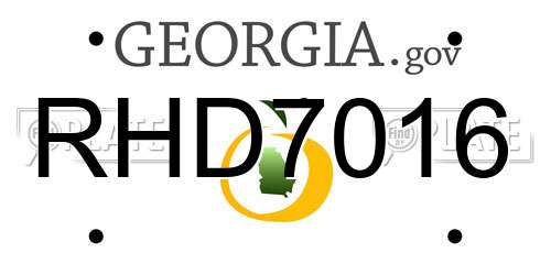 RHD7016 Georgia License Plate