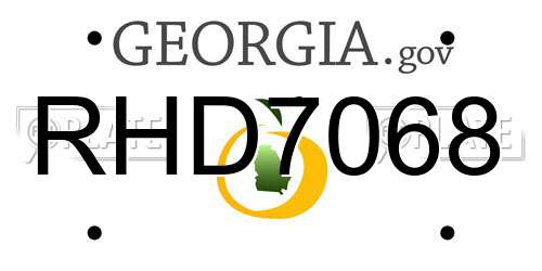 RHD7068 Georgia License Plate
