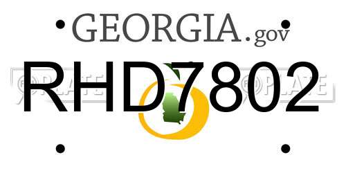 RHD7802 Georgia License Plate