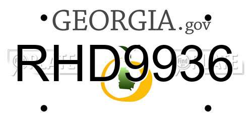 RHD9936 Georgia License Plate