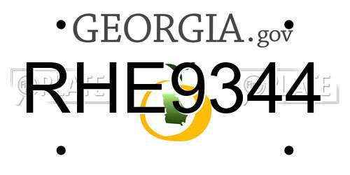 RHE9344 Georgia License Plate