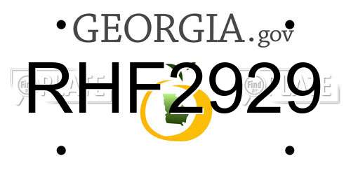 RHF2929 Georgia License Plate