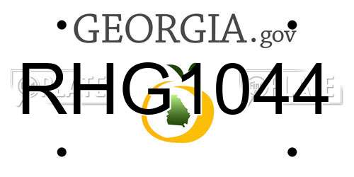 RHG1044 Georgia License Plate