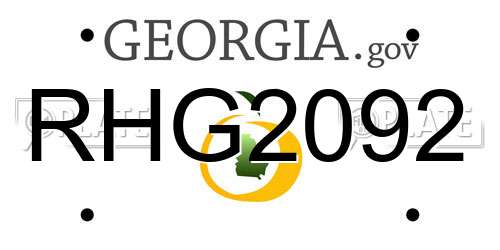 RHG2092 Georgia License Plate