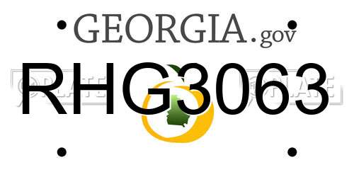 RHG3063 Georgia License Plate