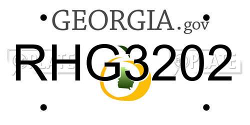 RHG3202 Georgia License Plate