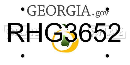 RHG3652 Georgia License Plate